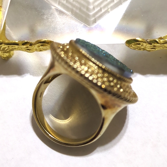 Vintage Gold Filled Titanium Druzy Quartz Ring - Picture 2 of 3